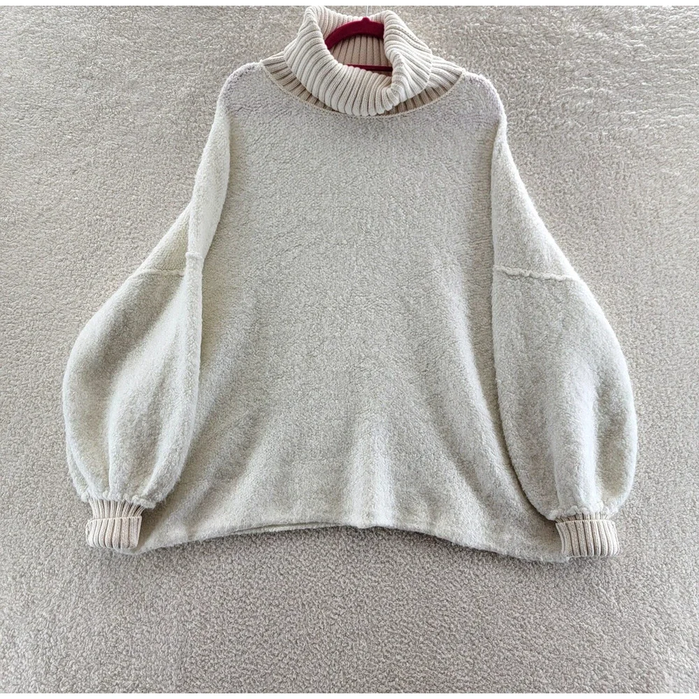 Free People Milo Tunic Sweater Women's Medium Evening Cream Drop Shoulder L/S~ - Picture 1 of 12